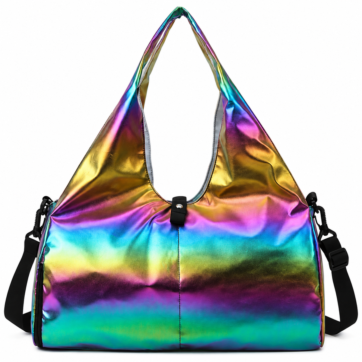 Women's Iridescent Gym & Travel Bag with Shoe Compartment and Adjustable Strap