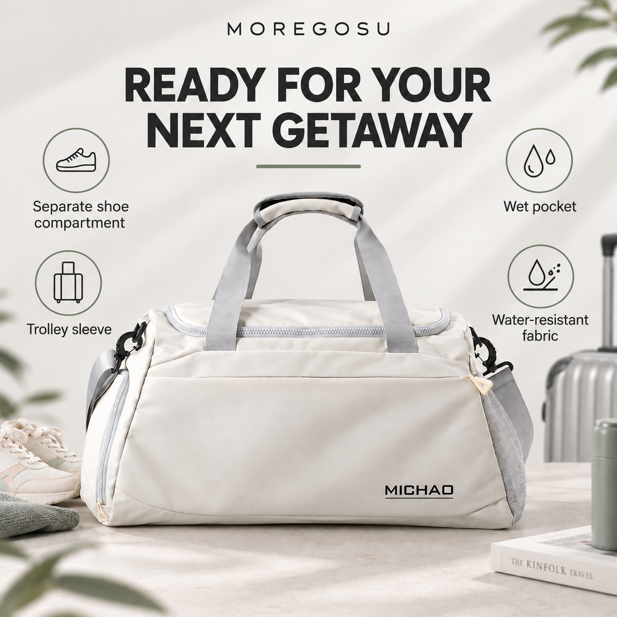 MOREGOSU Weekender Duffel Bag with Shoe Compartment and Wet Pocket