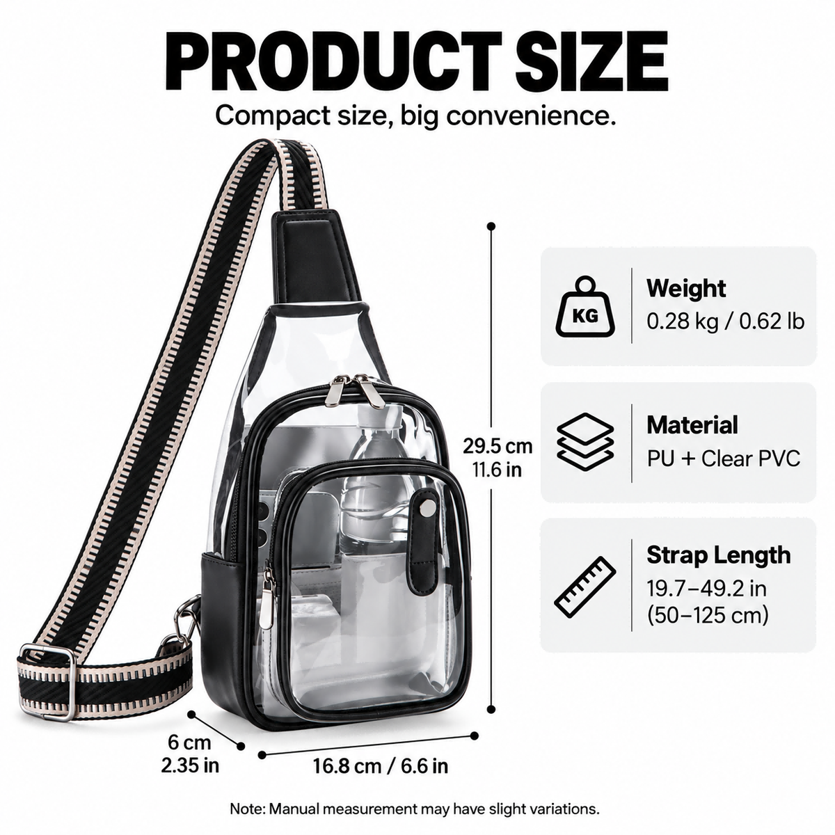 MOREGOSU Clear Sling Bag for Concerts, Events & Everyday Carry