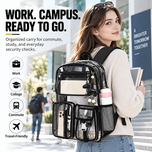 MOREGOSU Clear Backpack for Work, College & Travel